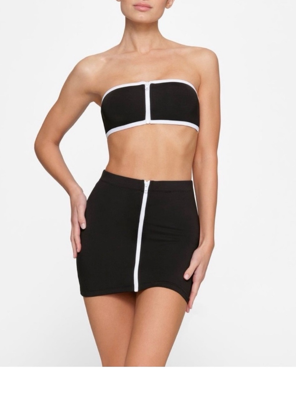 SKIMS Black swim Zip-Front Mini Skirt